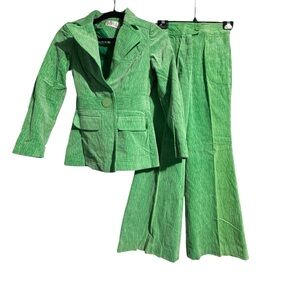 Vintage Boutique José Green Corduroy Suit Set ✨ Retro Mod Dark Academia Vibes